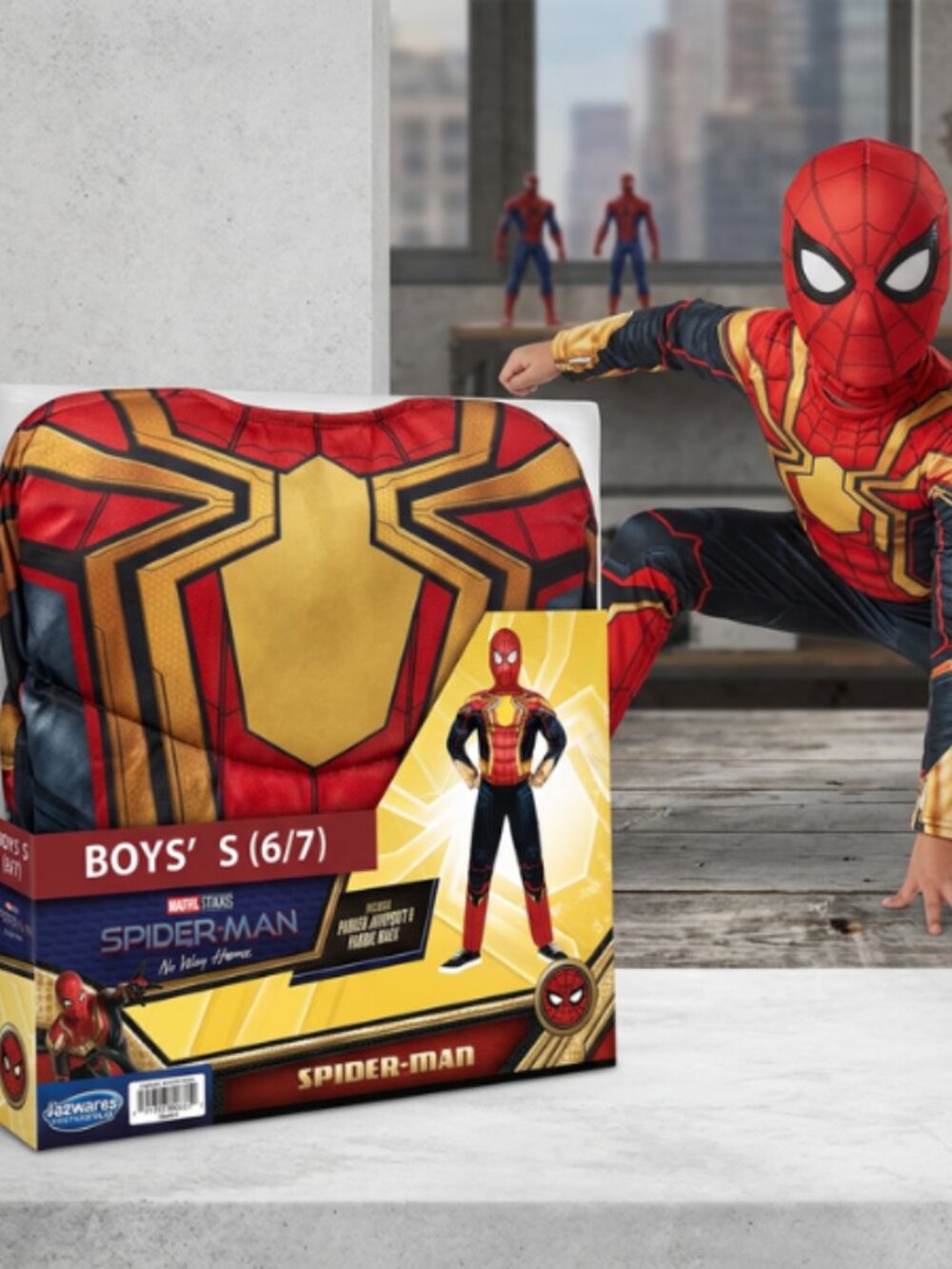 Marvel Spider-Man No Way Home Boys Costume Size S 6/7 Padded Jumpsuit Mask